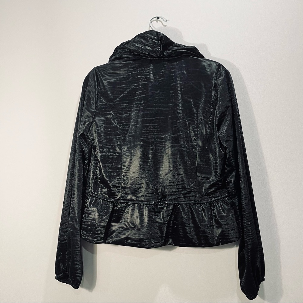 Joseph Ribkoff Vintage Black Snap Front Peplum Moto Metallic Jacket Blazer sz 6 - Picture 11 of 15